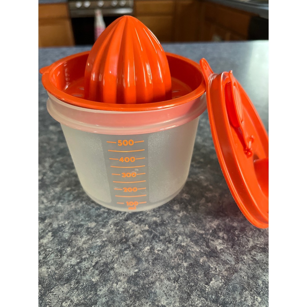 Tupperware All-In-One Citrus Juicer 500ml Measuring Cup Orange 3 Piece Set